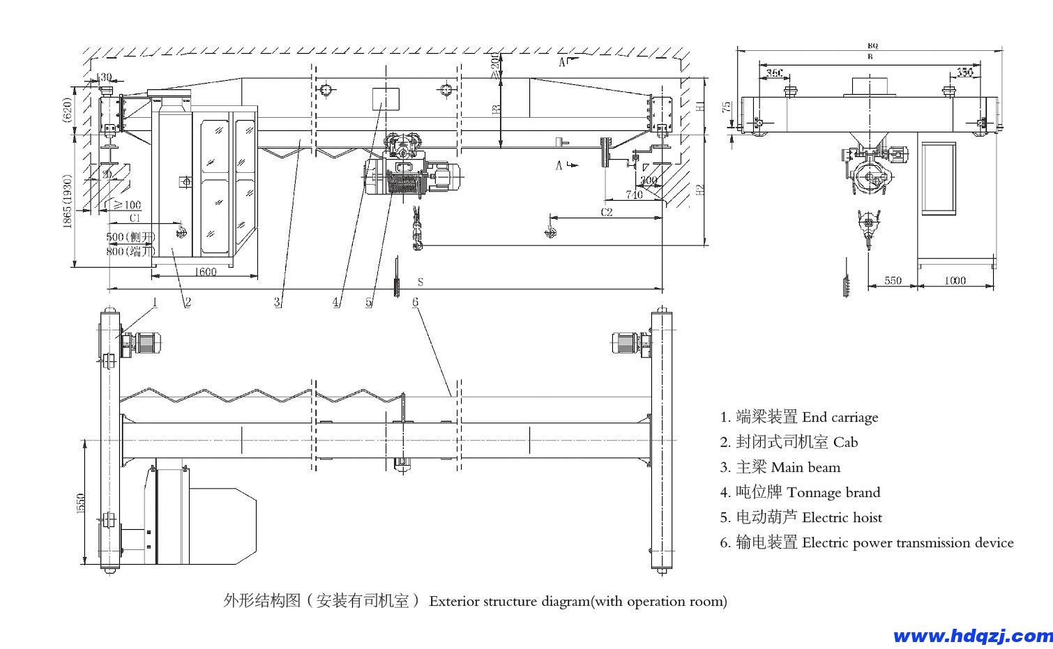 16噸電動(dòng)單梁起重機(jī)結(jié)構(gòu)圖